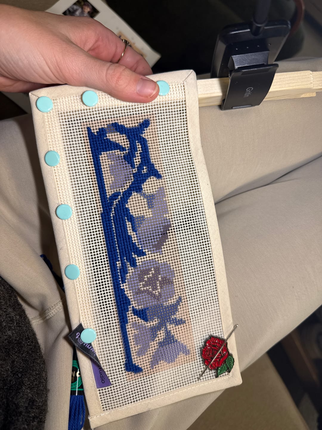 Customer photo review of Bluebell Bookmark Needlepoint Kit