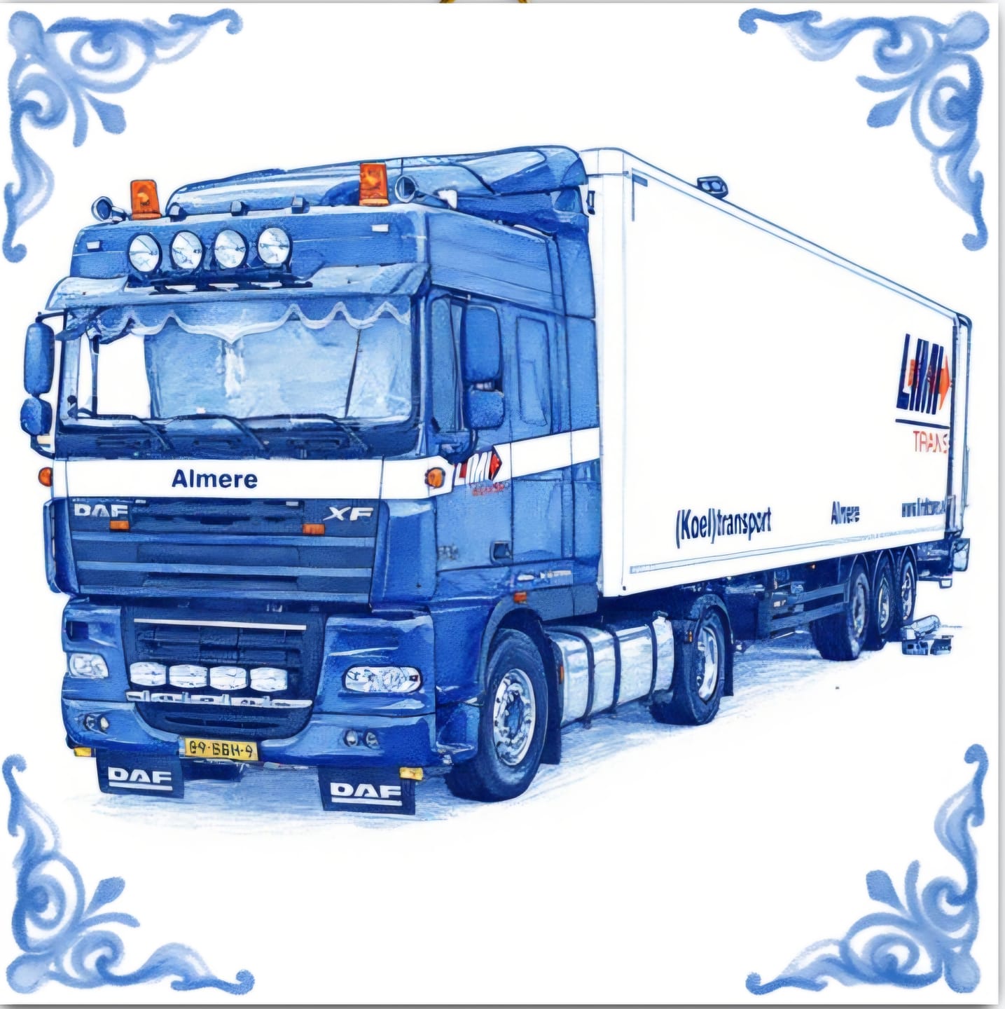 Customer photo review of Delfts Blauw tegeltje bedrukken met eigen auto