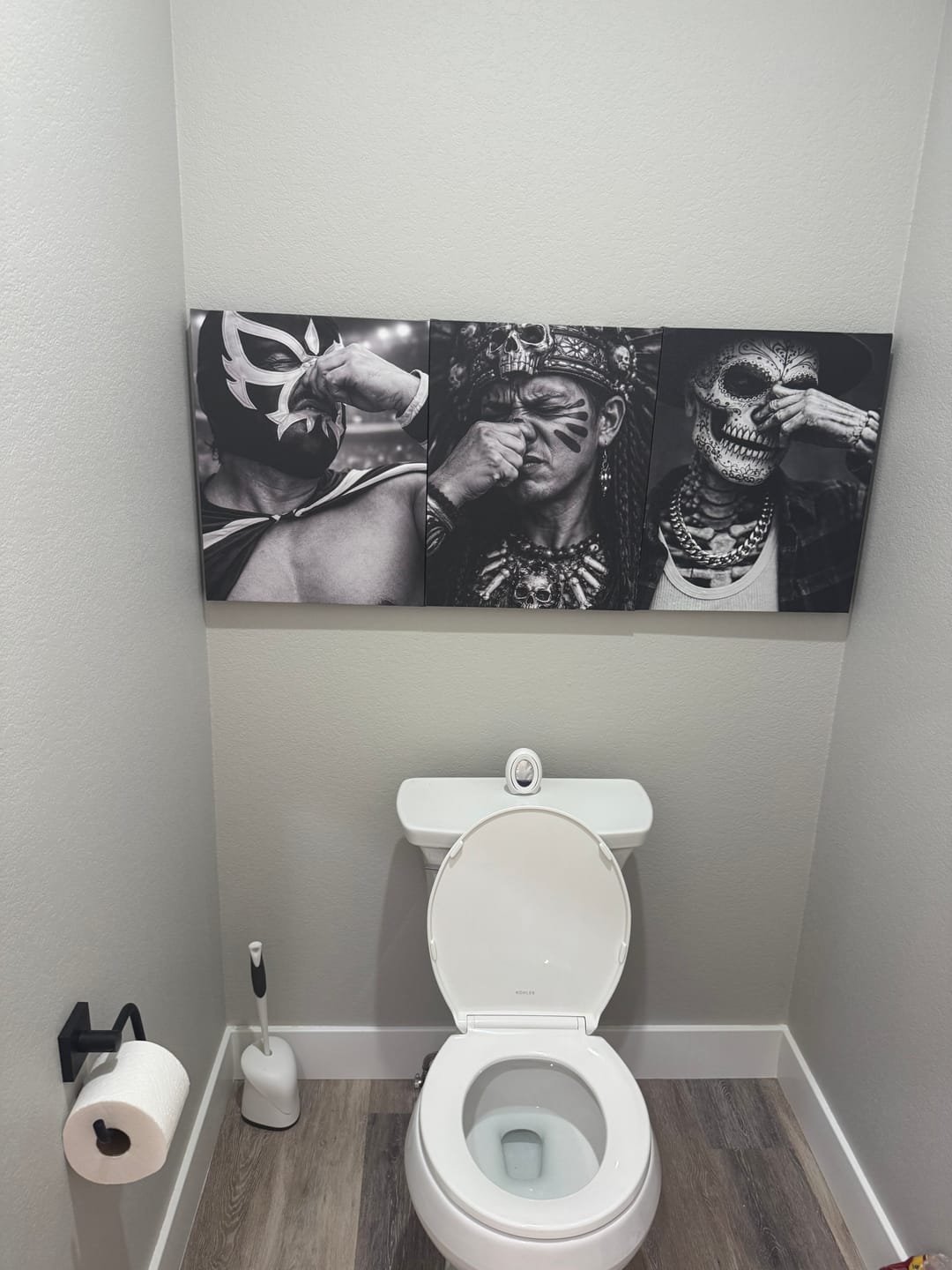 Customer photo review of Lucha Guacala Bathroom Art Canvas 16" * 20"