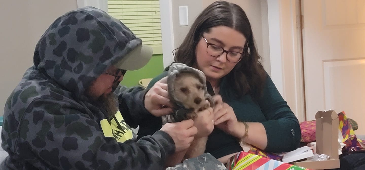Customer photo review of Concrete Wood Dog Hoodie - Timber