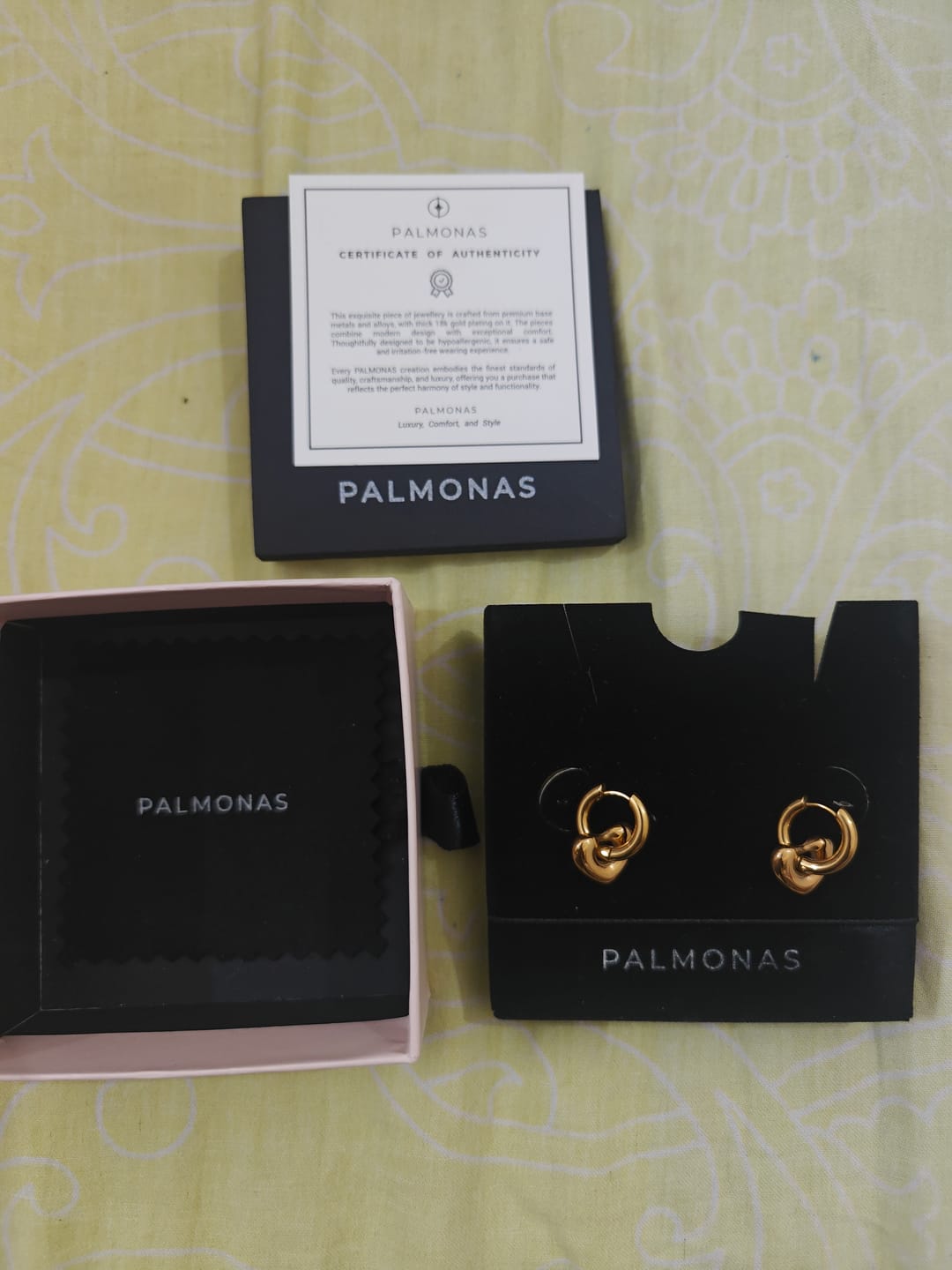 Customer photo review of Gold Heart Hoop Earrings