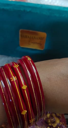 Customer photo review of “22k Hallmark Red Divya Shringar Bangle” (2 pis)