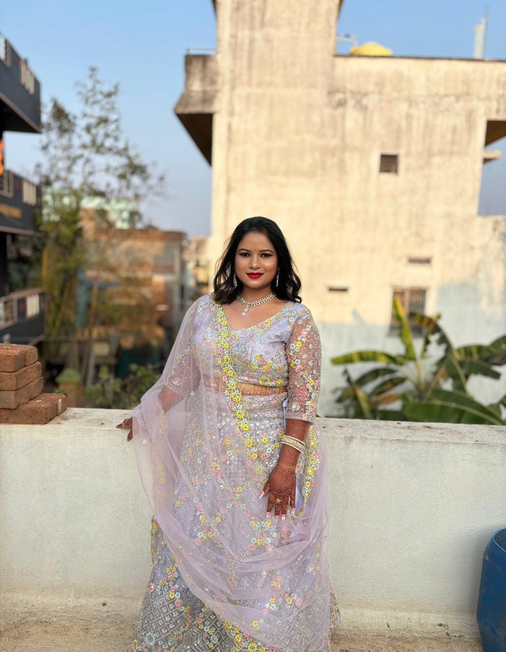 Customer photo review of Beautiful Party-wear Butterfly Net Embroidery Sequence Work Lehenga Choli