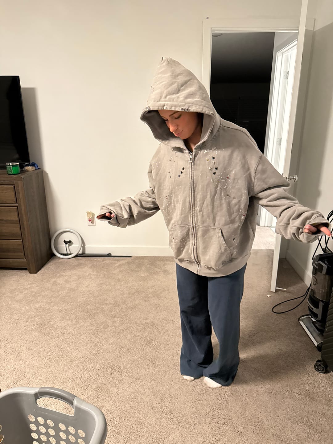 Customer photo review of Aelfric Eden Rhinestone Boxy Zip Up V302 Hoodie
