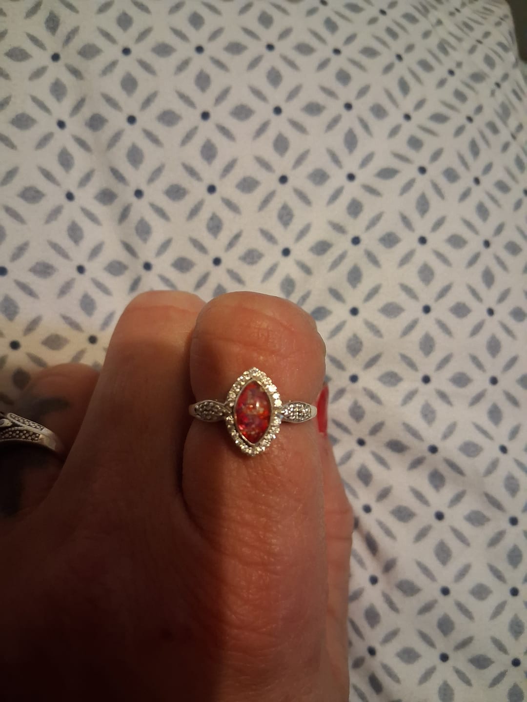 Customer photo review of Bedazzled Marquise Cremation Ring