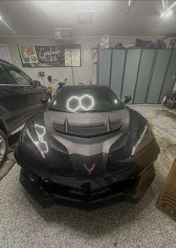 Customer photo review of Corvette C8 ZR1 MATTE BLACK Front Bumper Vented Extractor Hood