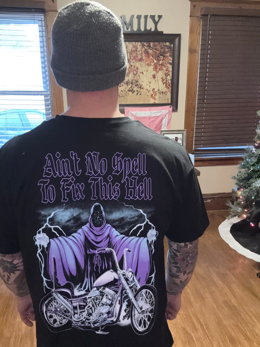 Customer photo review of NO SPELL T-SHIRT