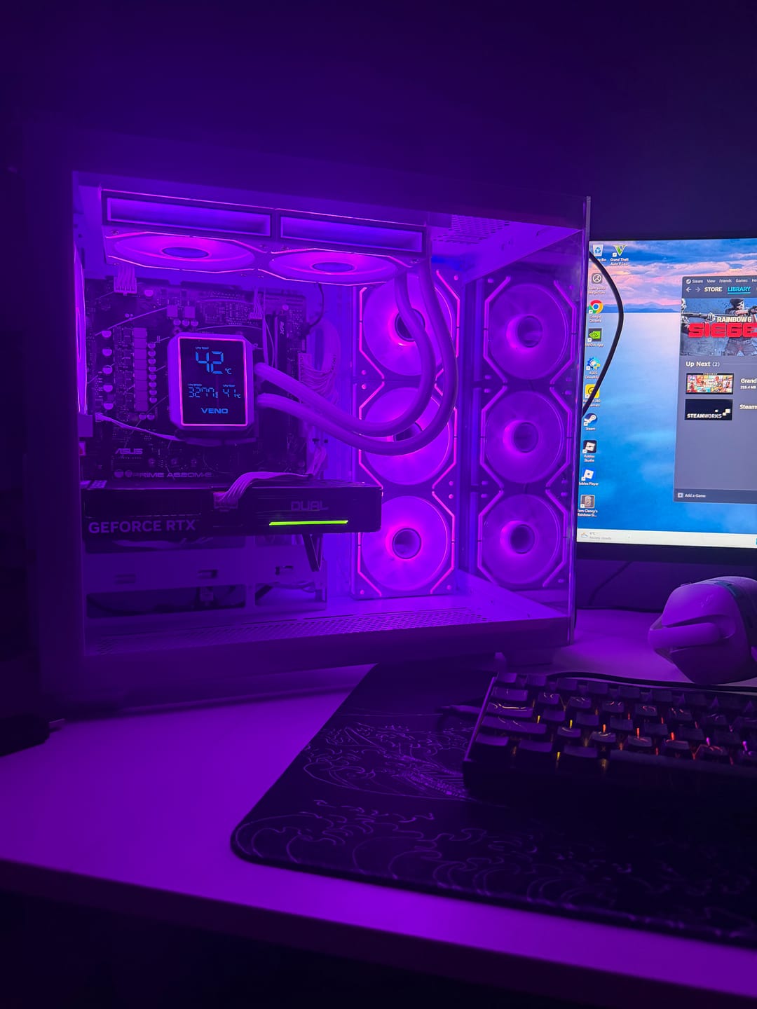 Customer photo review of Nemesis White - AMD Ryzen 5 7500F DDR5 16GB RAM Dual GeForce RTX 5060 8GB GDDR7 AI Ready T6-MS409