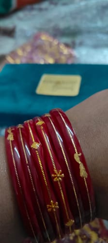 Customer photo review of “Mayur Light Red - A Divya Shringar Bangle” (2 pis) (Transparent Red)