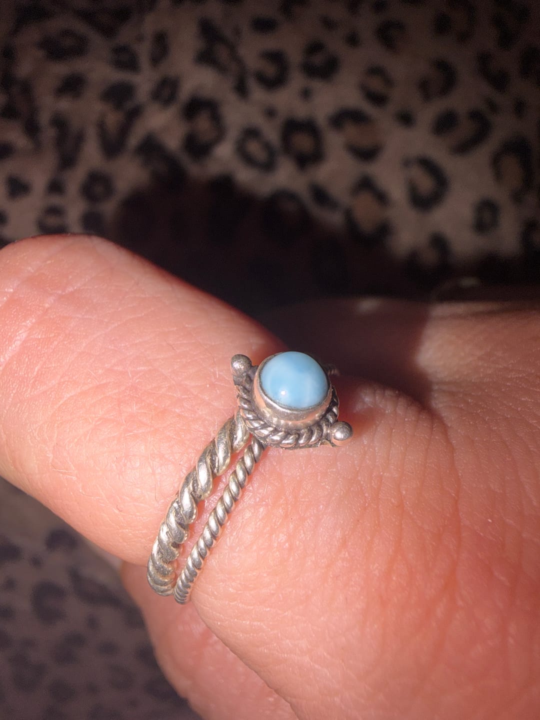 Customer photo review of Dainty Larimar Ring
