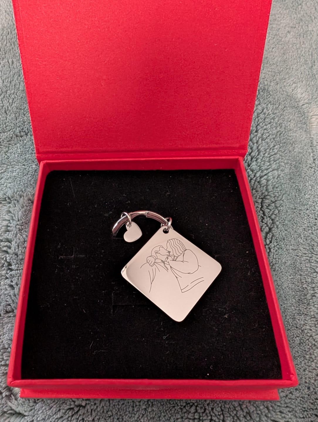 Customer photo review of Soulmate Custom Engraved Photo Keychain
