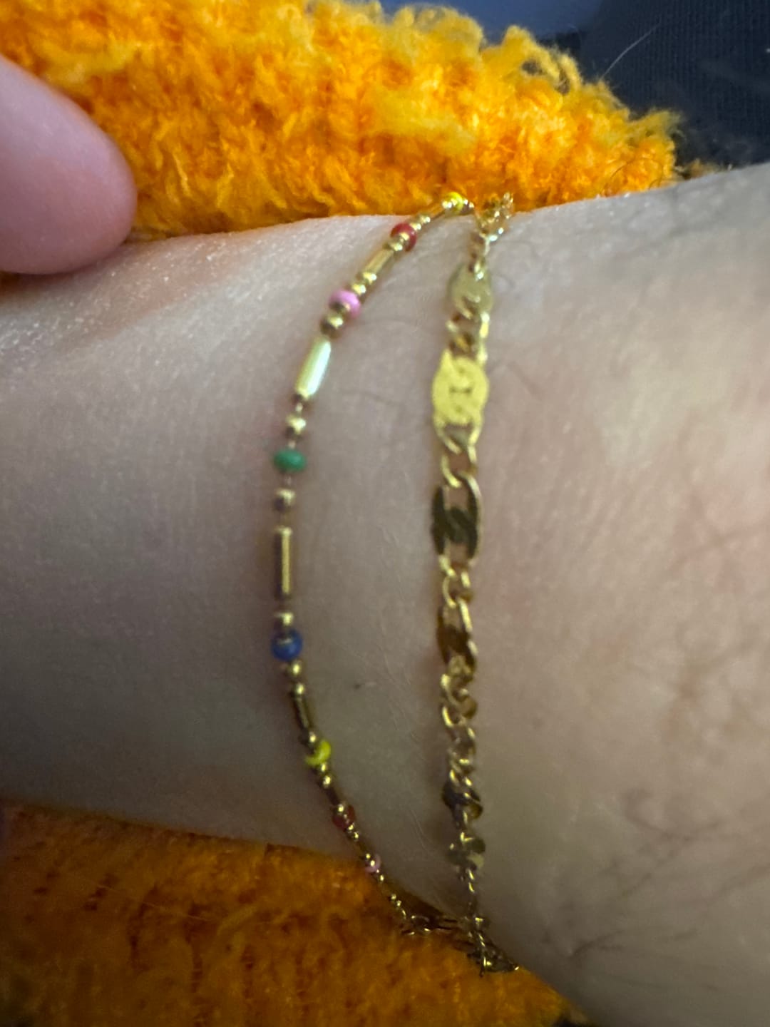 Customer photo review of Rainbow Bead Anklet