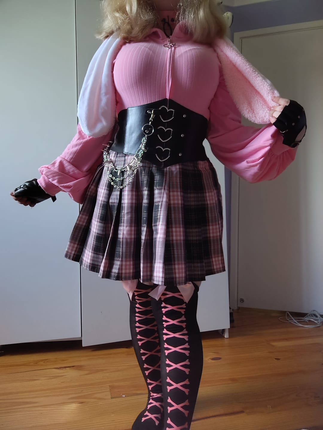 Customer photo review of Chic Bunny Ear Hoodie Bodysuit for sale