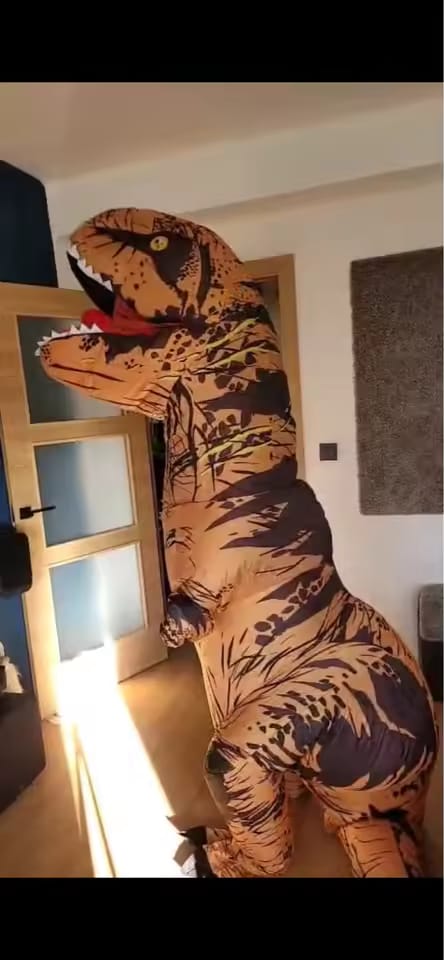 Customer photo review of Aufblasbares T-Rex Kostüm – Dinosaurier Anzug (Erw. & Kinder)