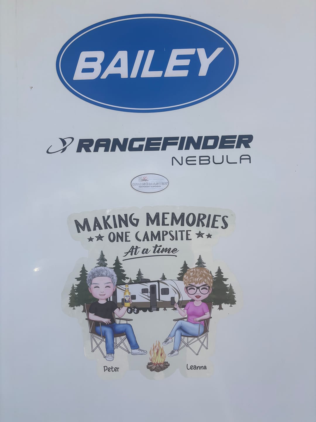 Customer photo review of Camping Partners For Life Doll Couple Sitting Personalized RV Decal