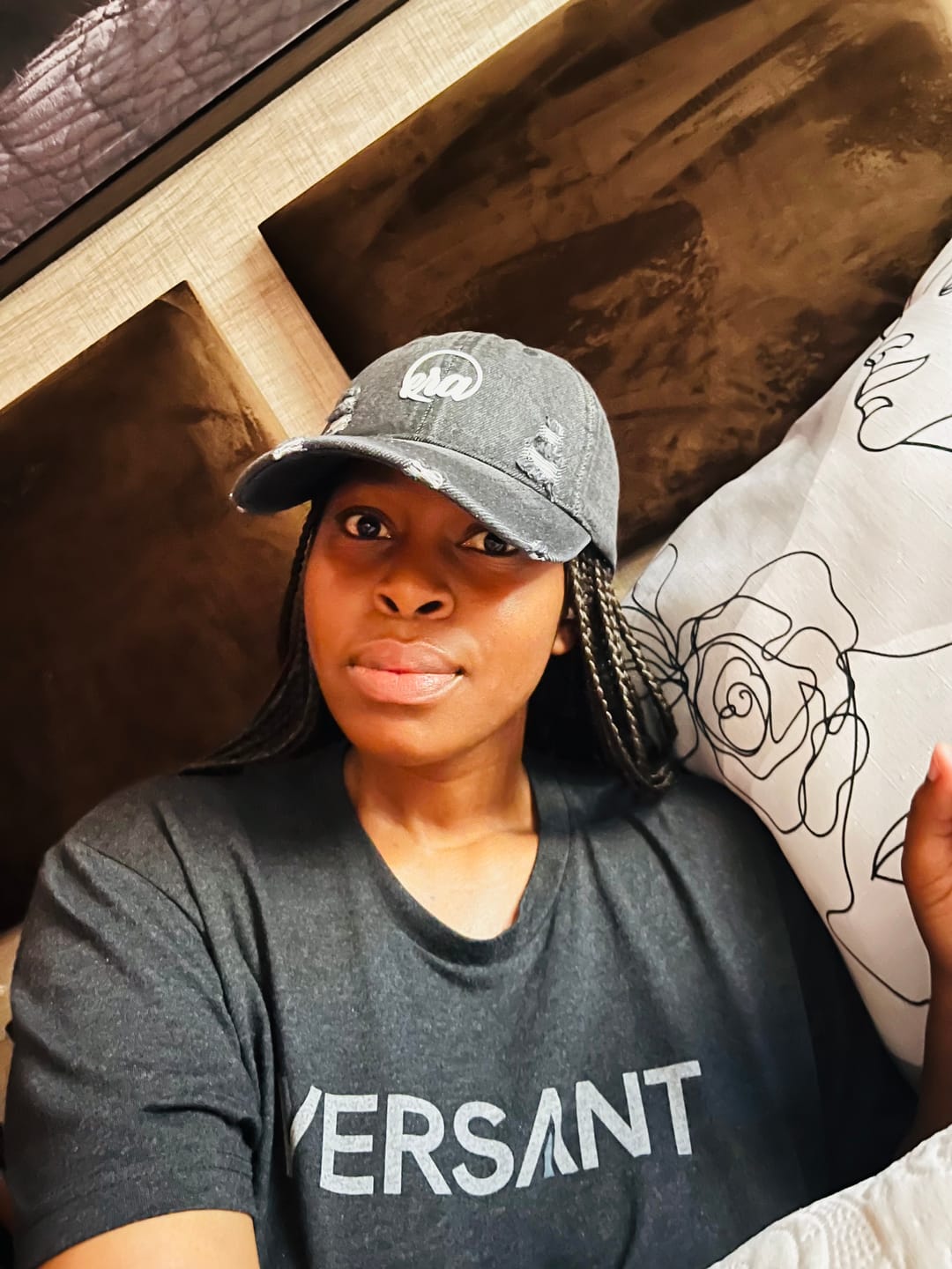 Customer photo review of Era Distressed Black Denim Cap