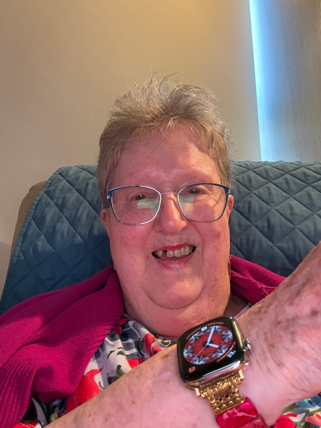 Customer photo review of Scarlet Tibetan Jasper Stretch Apple Watch Strap