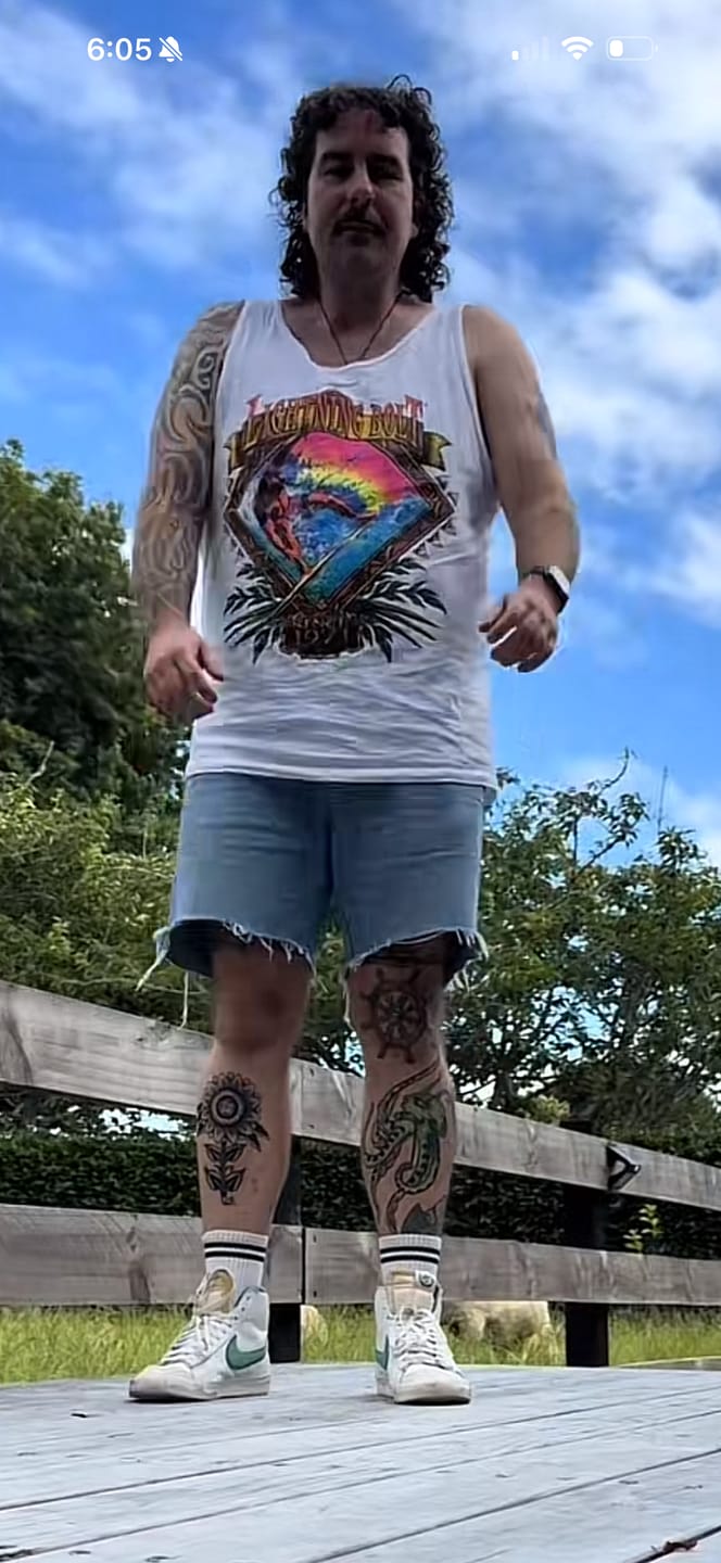 Customer photo review of Vintage 80s Lightning Bolt Surf Tank Top - XL