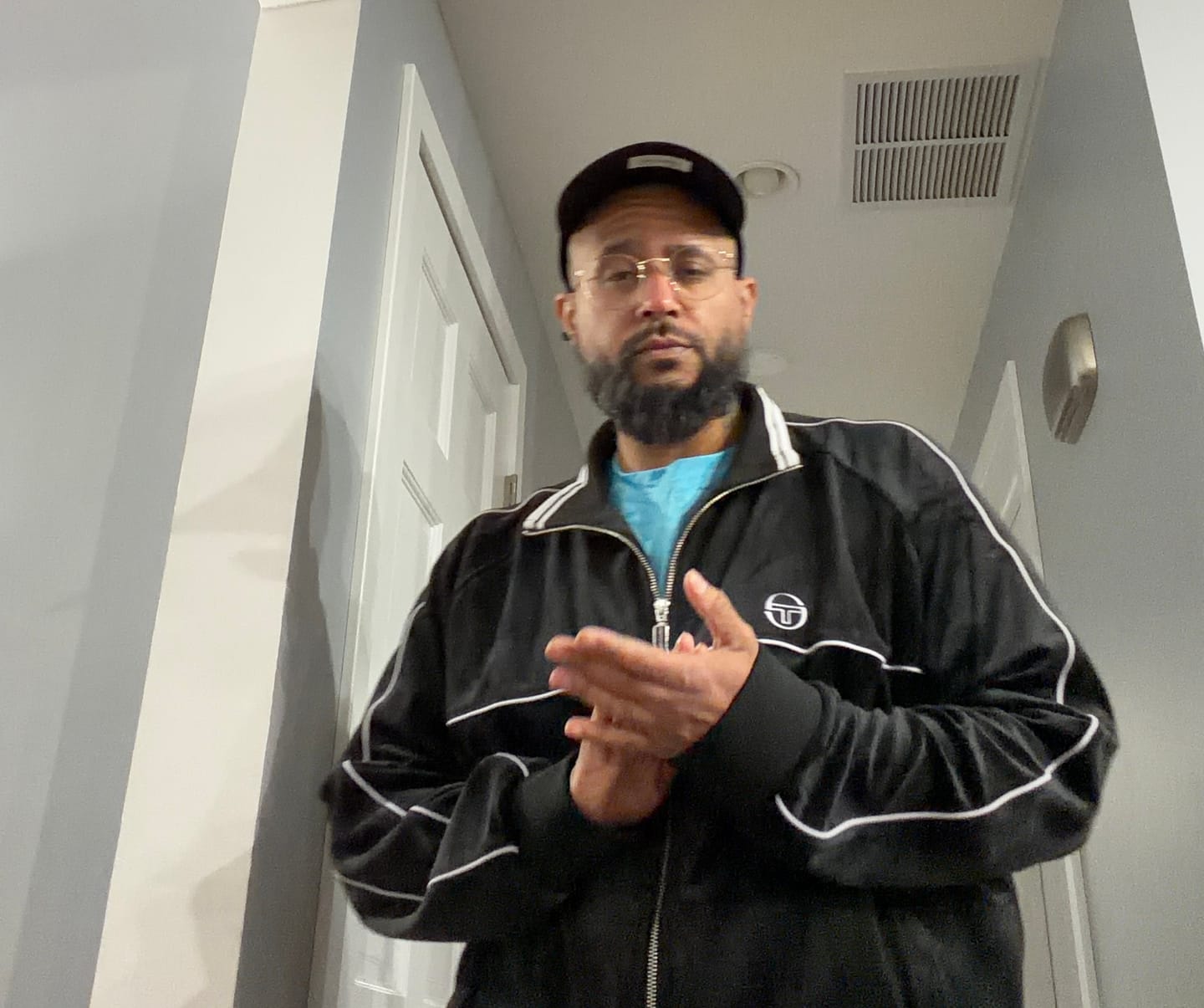 Customer photo review of Lioni Velour Track Jacket- Black Beauty