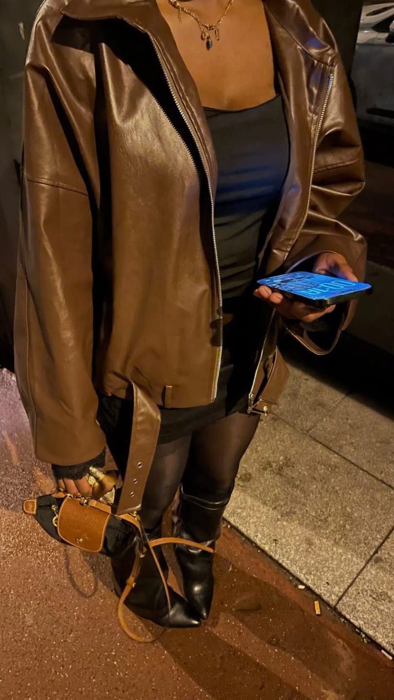 Customer photo review of Carine Leather Moto Jacket