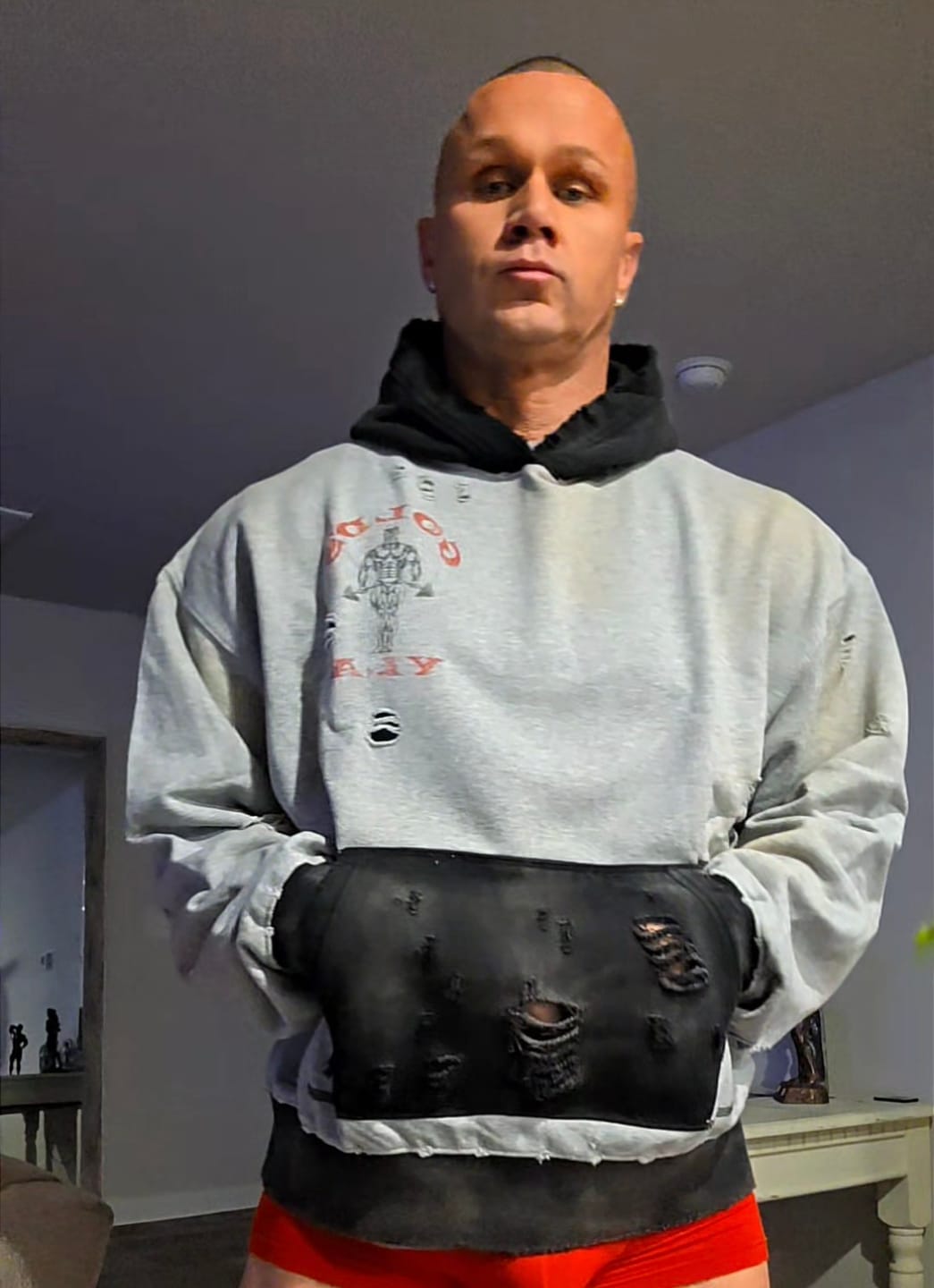 Customer photo review of 5168 - Gold's Iron Legacy Distress Hoodies