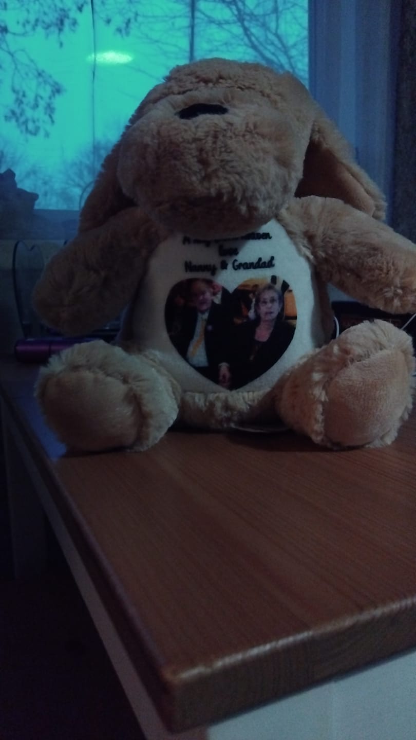 Customer photo review of Design a Personalised Dog Teddy – Add Your Photo, Name or Message