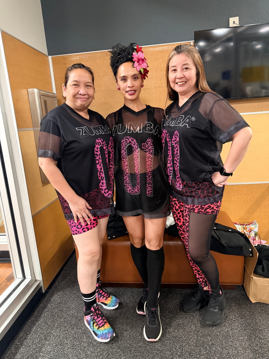 Customer photo review of Zumba Sizzlin' High Waisted Biker Shorts - Pink/Black