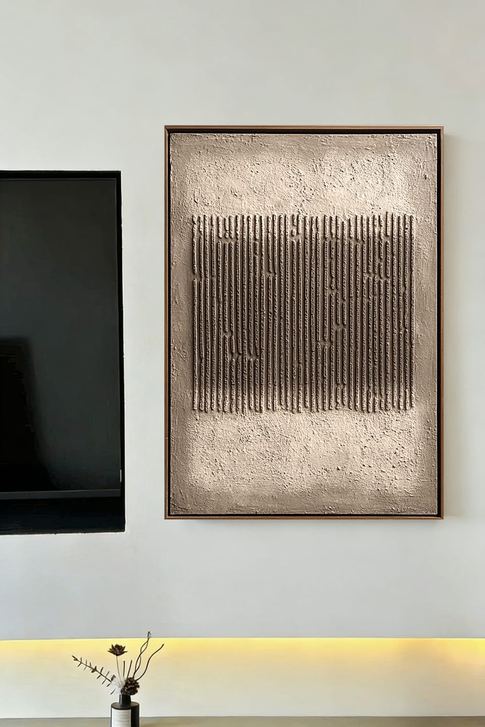 Customer photo review of Code Lines – Minimal Relief Painting #awp93