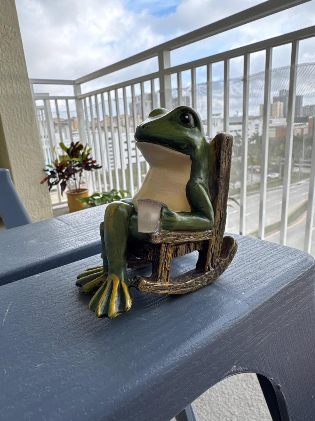 Customer photo review of Solar Mini Frog Garden Statue – Glowing Outdoor Decor