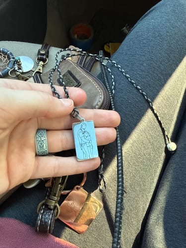 Customer photo review of Soulmate Custom Engraved Photo Tag Necklace