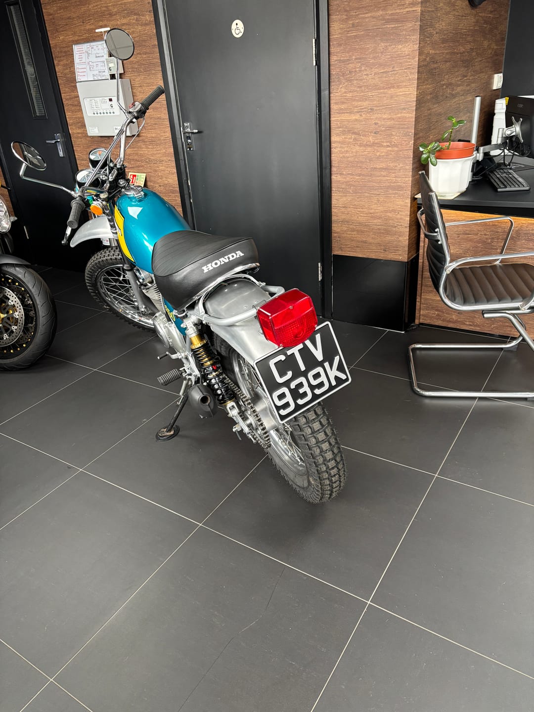 Customer photo review of Classic Metal Pressed Motorcycle Number Plate - 9 x 7 Inches