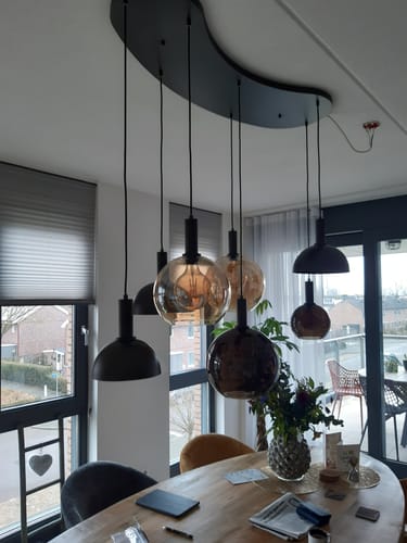 Customer photo review of Hanglamp Elaris - 7-lichts - Amber Mix - Glas - Metaal