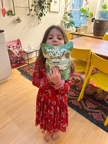 Customer photo review of Organic Maple Caramel Popcorn - Matcha (4 Packs)