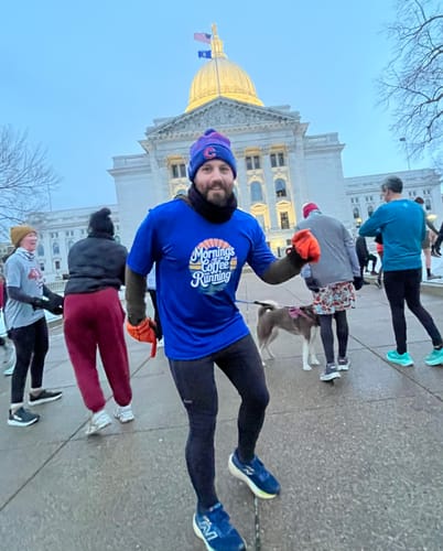 Customer photo review of Coffee and Running Tech Tee