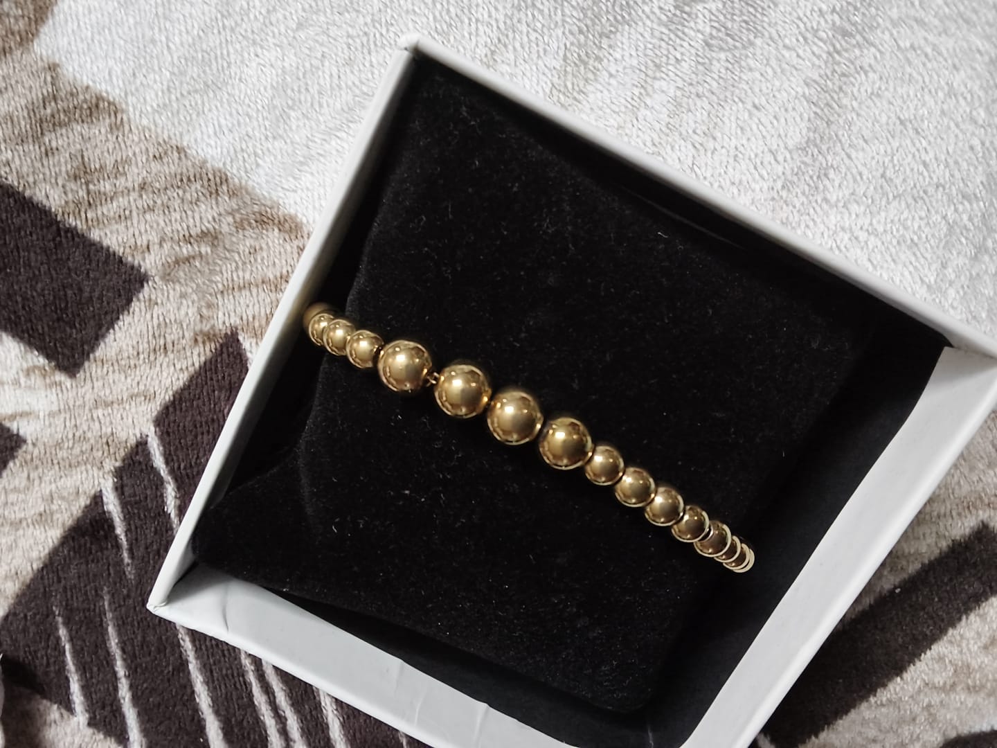 Customer photo review of Gold Beaded Bracelet