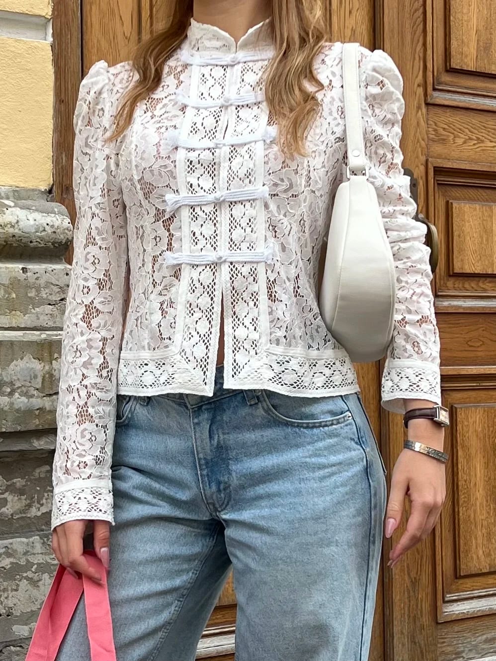 Customer photo review of Claire Elegant Lace Blouse