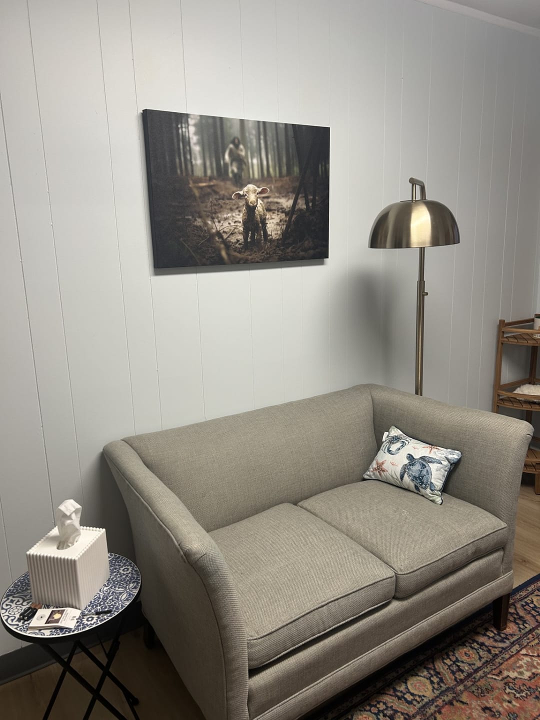 Customer photo review of Jesus Running After a Lost Lamb, Jesus and Lamb Picture, Wall Art Canvas
