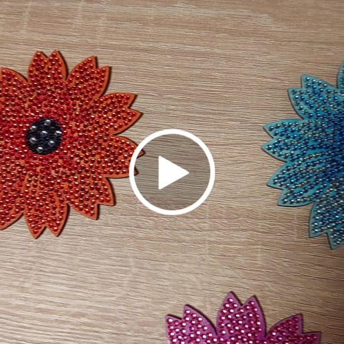 Customer video review of 5D Diamond Painting Untersetzer – Bunte Blumen