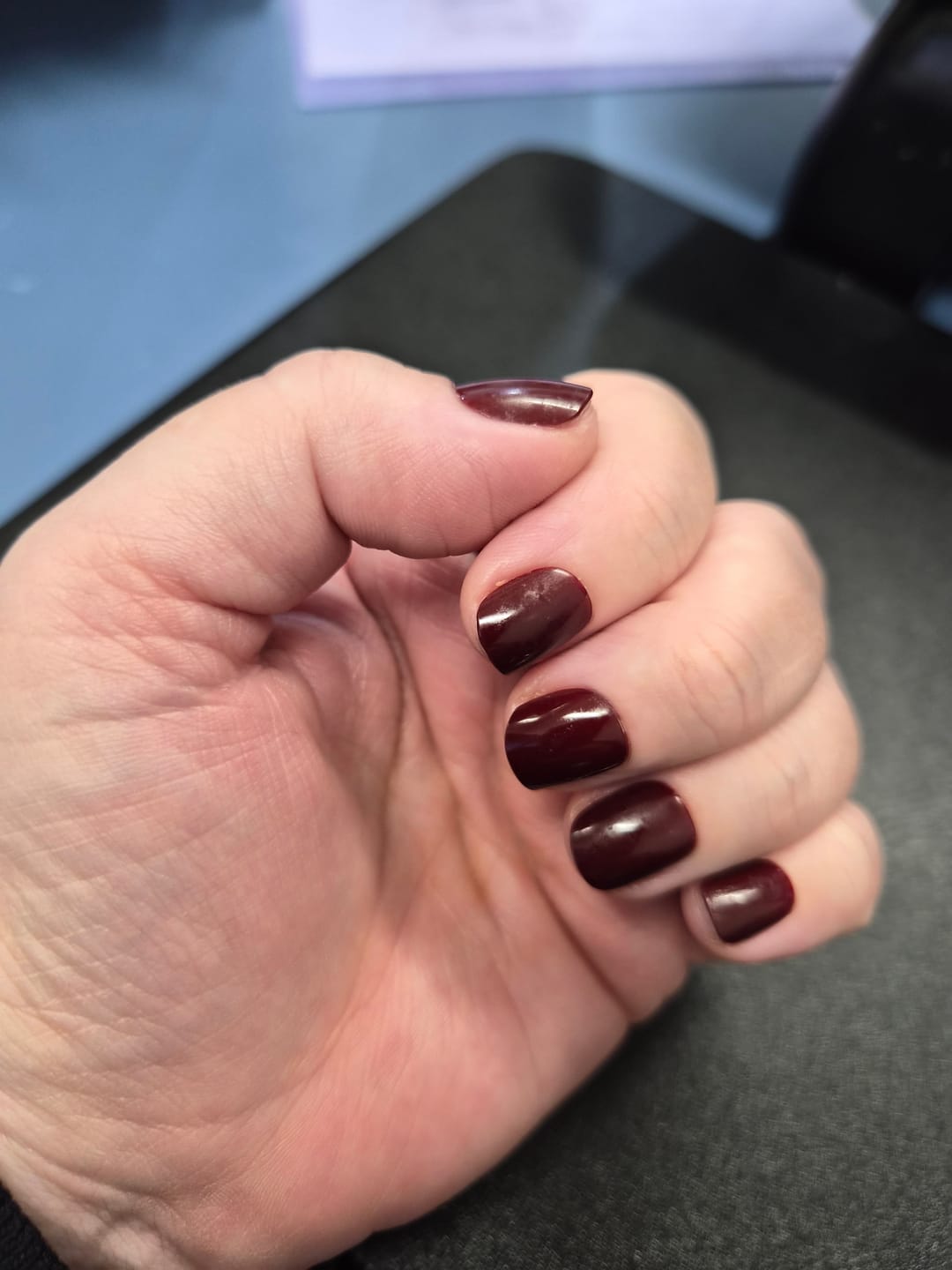 Customer photo review of Merlot Noir -Extra Short Squoval Shape| Salon Quality Press-on Nails Kit –  Deep Wine Nails