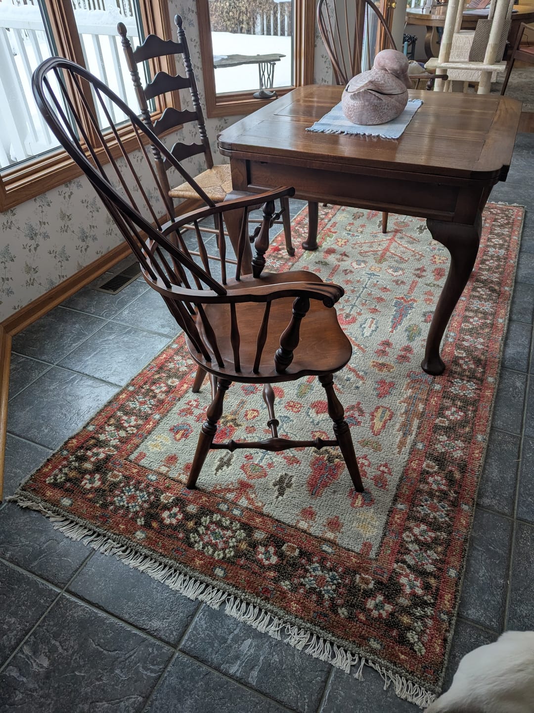 Customer photo review of Tree of Life Multi Size Hand Knotted Silver, Brown and Rust Traditional Vintage Oushak Wool Rug