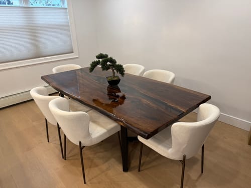Customer photo review of Handcrafted Black Walnut Live Edge Epoxy River Dining Table - A81