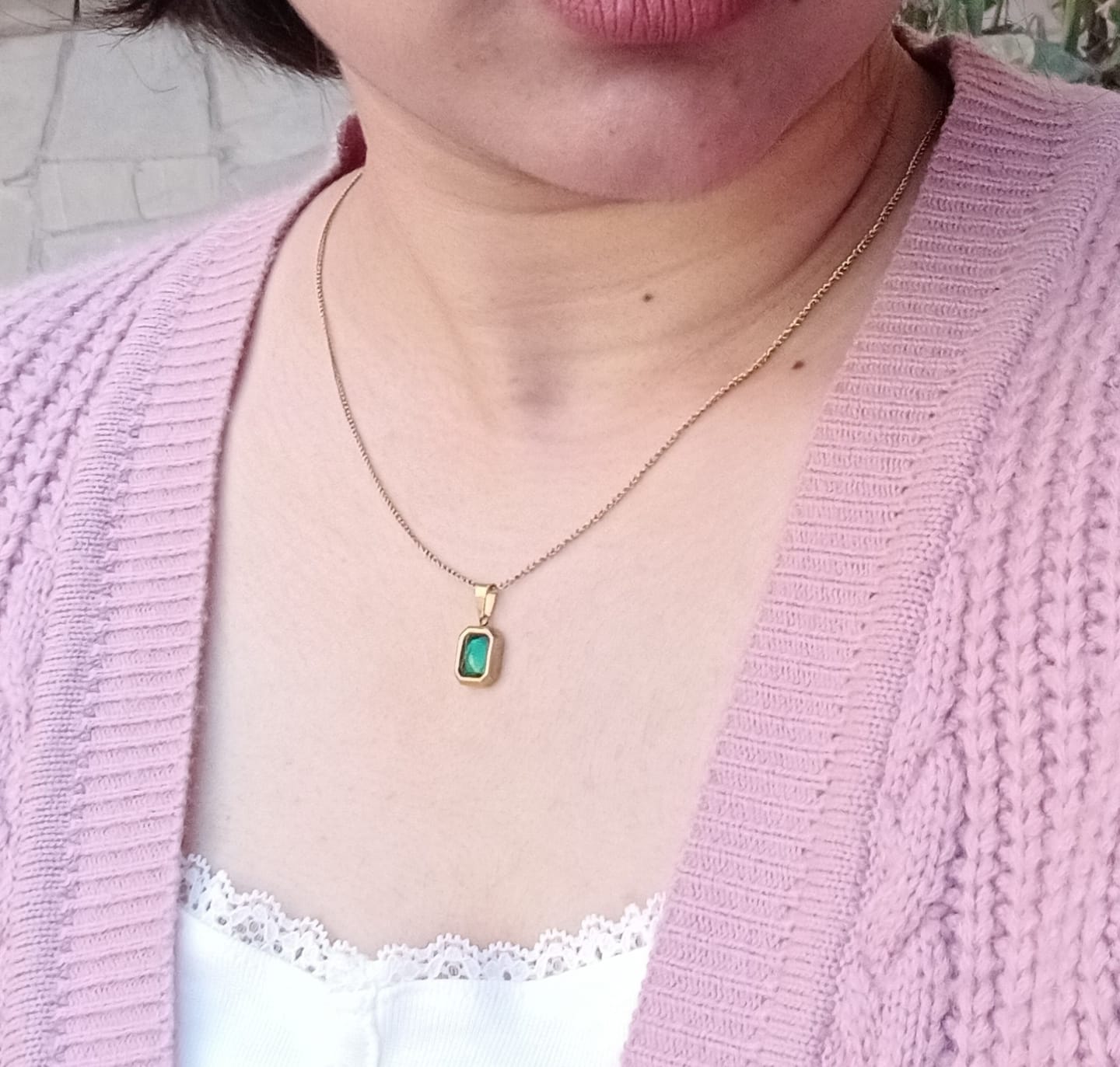 Customer photo review of Everyday Exquisite Green Stone Gold Necklace