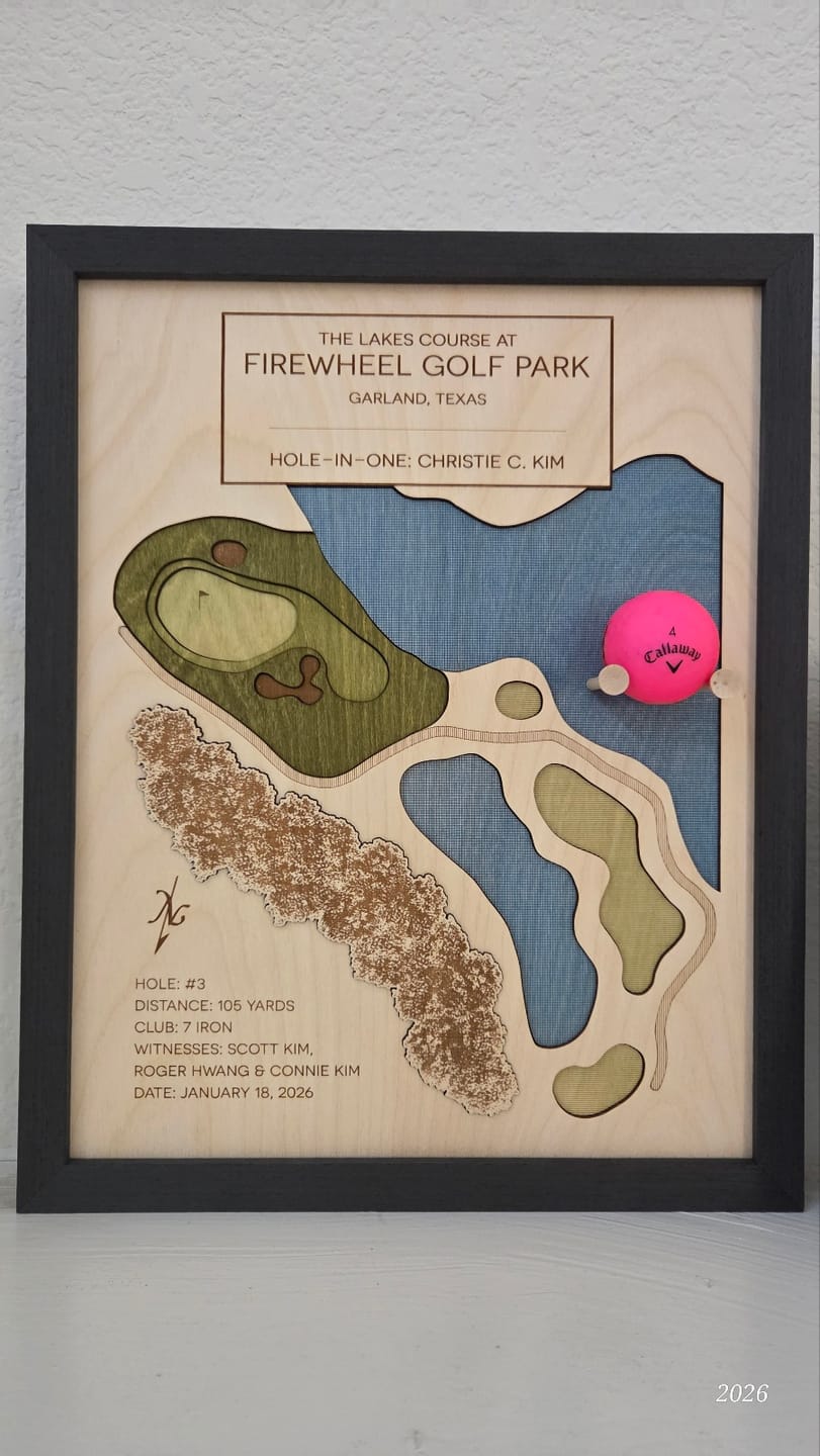 Customer photo review of Personalized Hole-in-One | Single Hole Golf Art