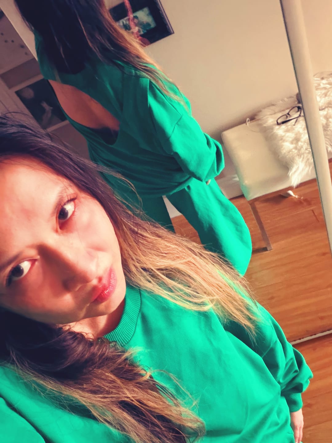 Customer photo review of Green Oversized Sweat Set with Open Back