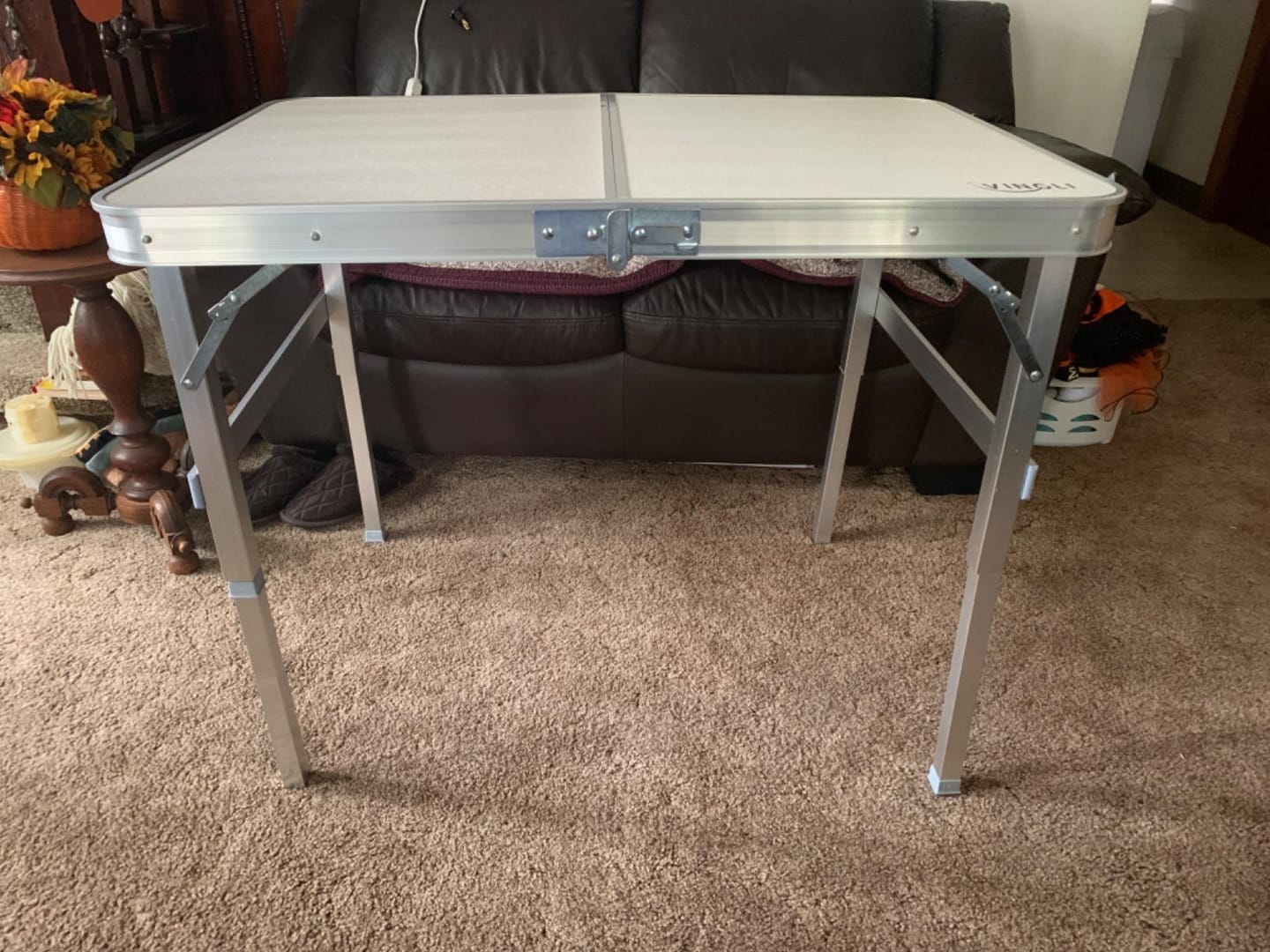 Customer photo review of Adjustable Height Folding Camping Table – Portable Aluminum Picnic Desk