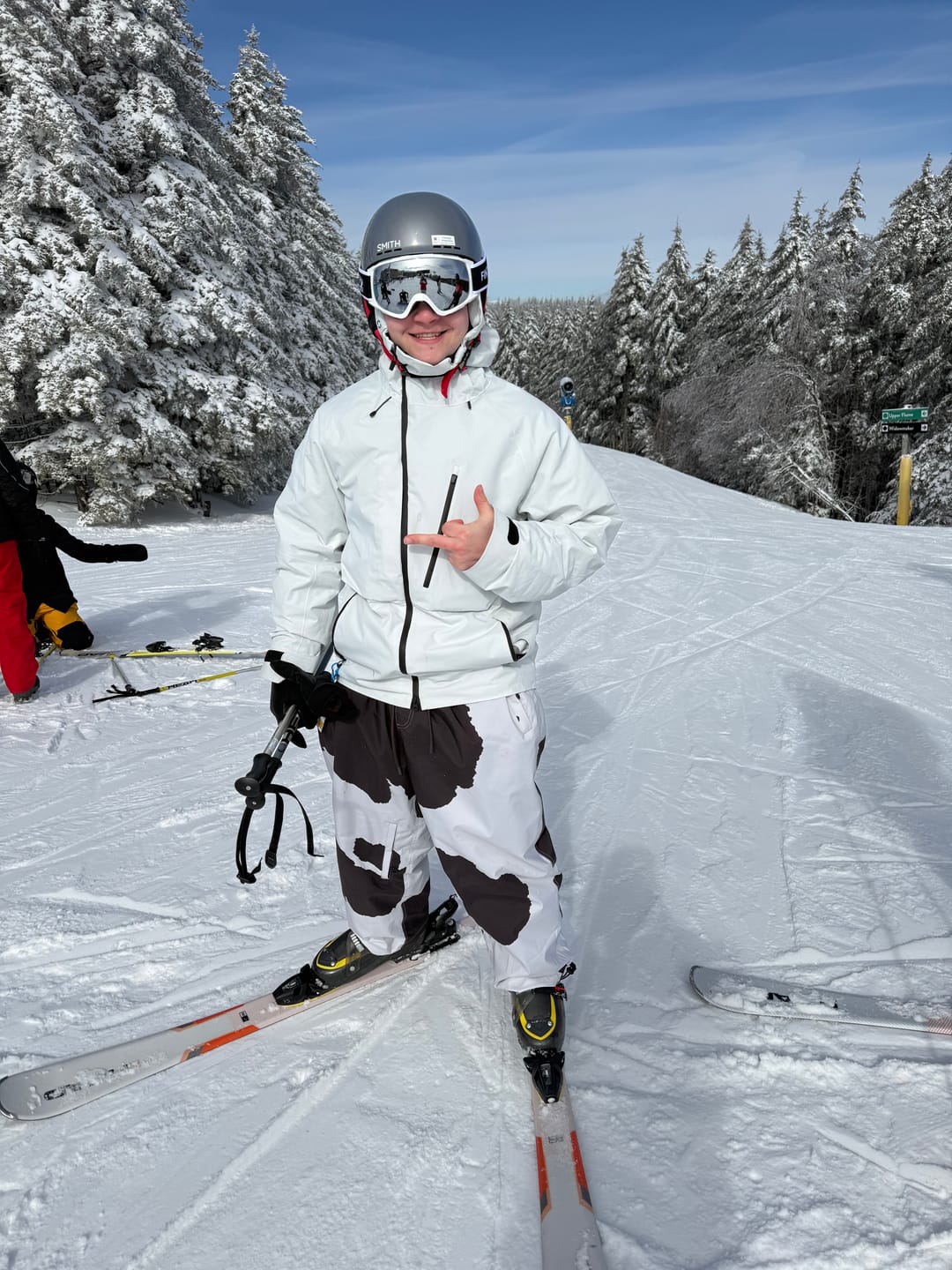 Customer photo review of Men’s Cow Print Baggy Drawstring Durable Snow Pants