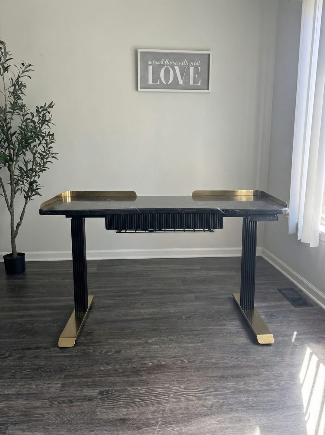 Customer photo review of Estand Electric Adjustable Standing Desk & Fluted Desk with Drawers