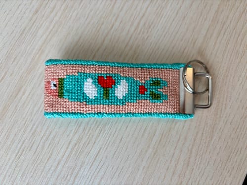 Customer photo review of Portuguese Sardine Key Fob Needlepoint Kit x Free People