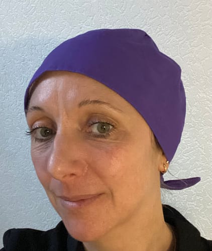 Customer photo review of OP Haube Amethystlila - Bandana