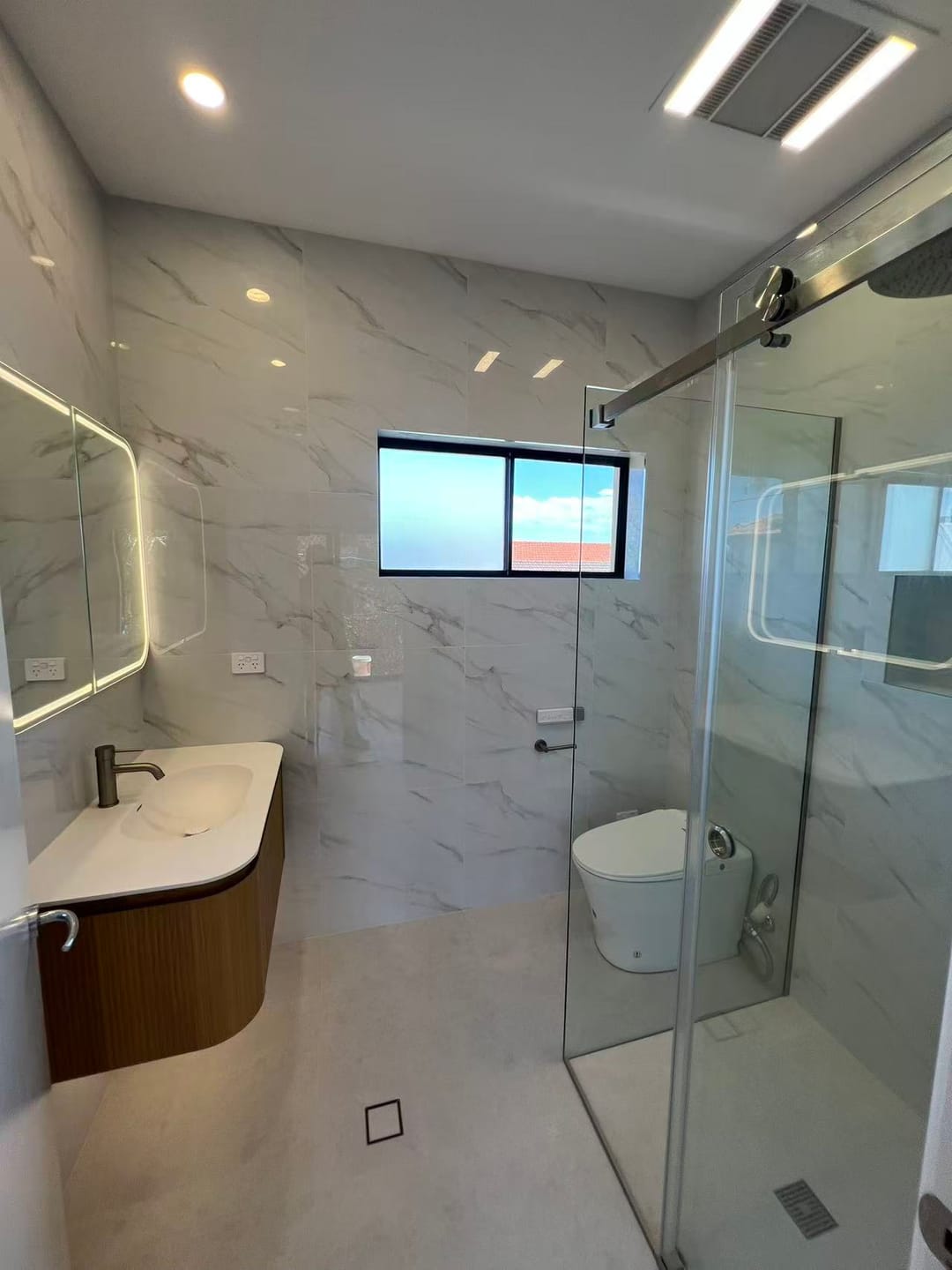 Customer photo review of Waverton Wall Hung Curve Vanity Natural Oak (All Sizes)